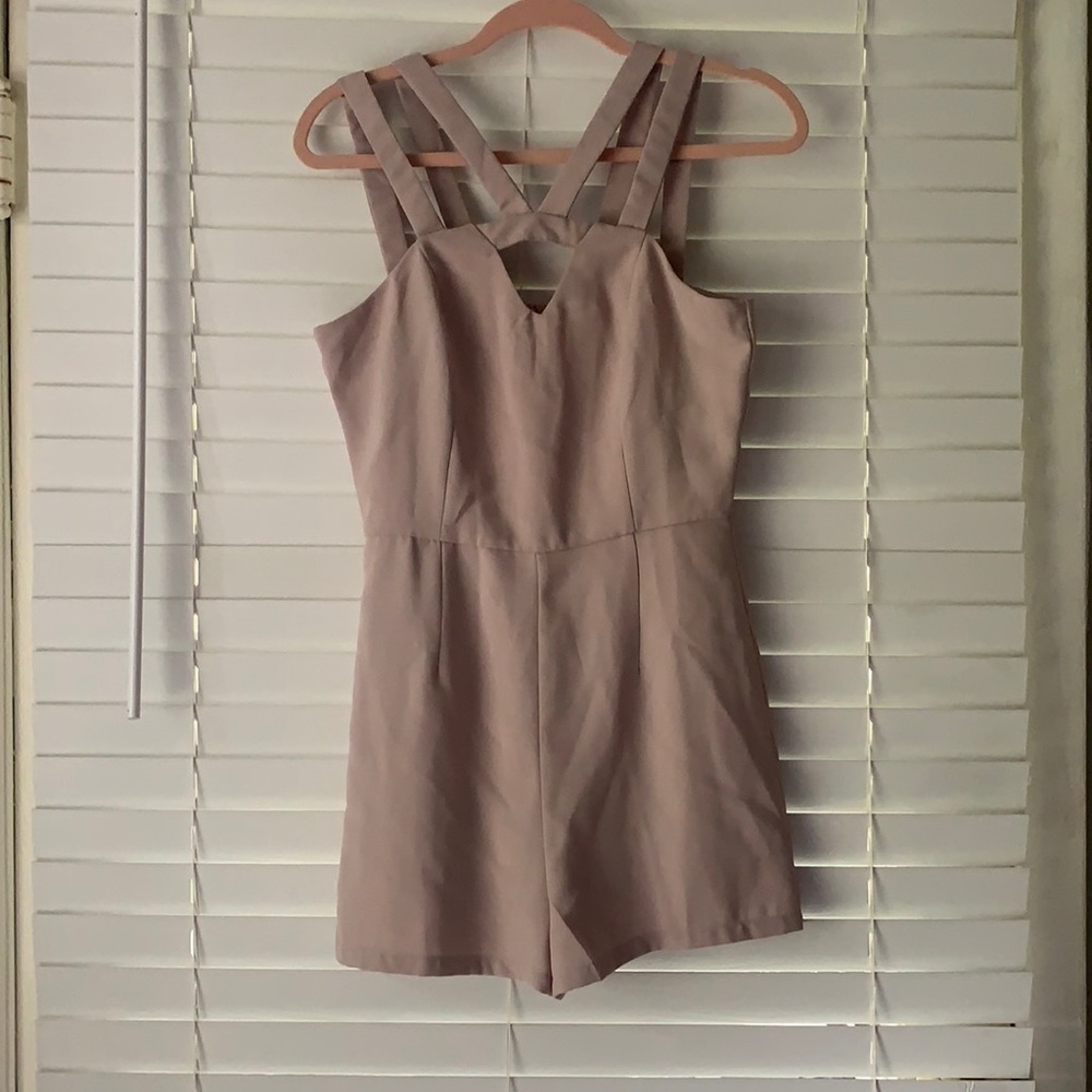 Mauve strappy romper.